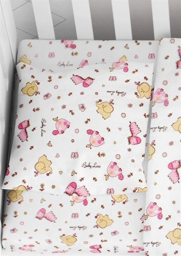 Μαξιλαροθήκη Φανελένια Bebe 35x45εκ. Elephant 072 White-Pink DimCol