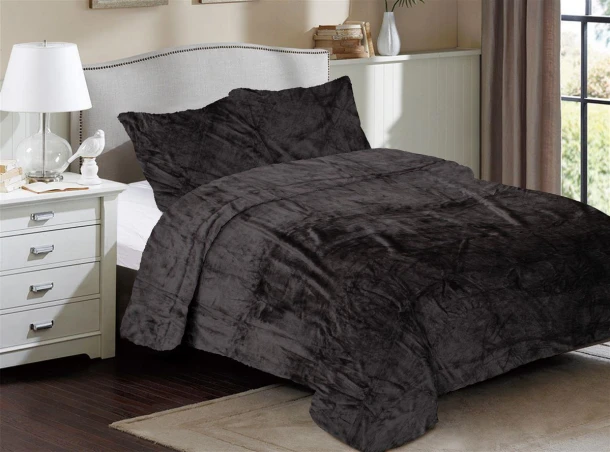 Κουβέρτα Coral Fleece Υπέρδιπλη 220x240εκ. Solid 08 Grey-Black DimCol 33422524006