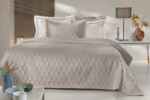 Σετ Κουβερλί Microsatin King Size 250x240εκ. Hive Taupe Guy Laroche