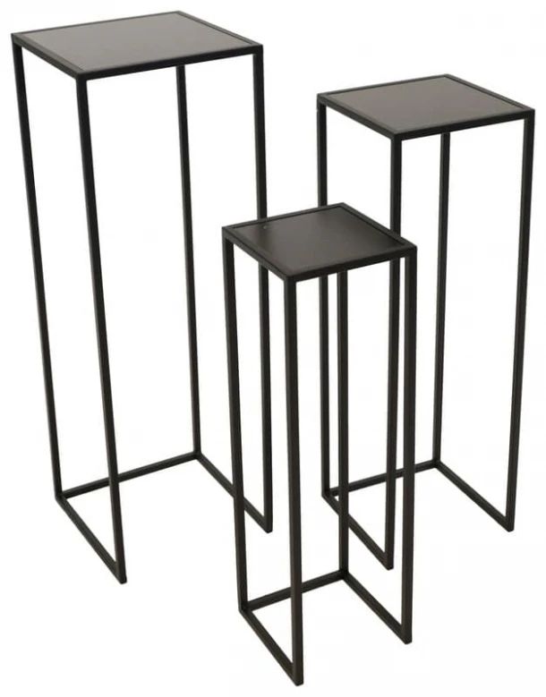 Σταντ-Ανθοστήλη Σετ 3τμχ Μεταλλική Μαύρη 20x20x67εκ.-25x25x77εκ.-30x30x88εκ. Art Et Lumiere 30594