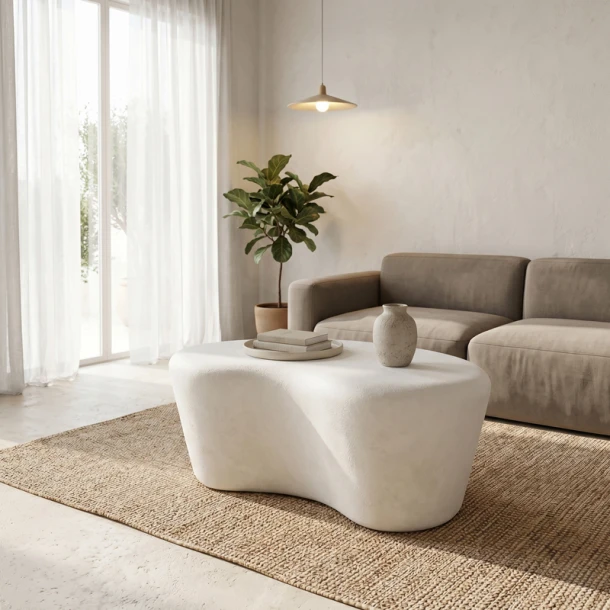 Τραπέζι σαλονιού Fedris pakoworld mdf λευκό 80x70x34εκ