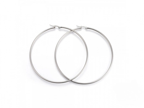 Σκουλαρίκια Κρίκοι Ανoξείδωτο Ατσάλι Ασημί 7εκ. 24-6028