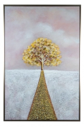 Πίνακας Καμβάς Με Κορνίζα Δέντρο Χρυσός 60x3x90εκ. Zen Collection 24.26.49814