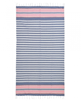 Πετσέτα Θαλάσσης Pestemal Βαμβακερή Μπλε-Λευκή-Ροζ 90x180εκ. ble 5-46-509-0034