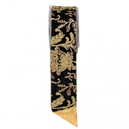 Χριστουγεννιάτικη Κορδέλα Embroidery Foil Loneta 6,7εκ.-4,5μ. Μαύρη-Χρυσή iliadis 95324