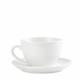 Φλυτζάνι Cappuccino-Τσαγιού Με Πιατάκι Πορσελάνης Morgan White Matte ESPIEL 220ml-14x14x8εκ. OW2057K6