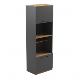 Ντουλάπα κουζίνας Rowan pakoworld σε oak-ανθρακί απόχρωση 60x42x182εκ