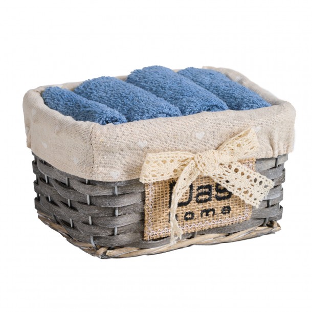 Σετ Πετσέτες Χεριών 4τμχ Soft Blue Με Καλάθι 4004 Das Home