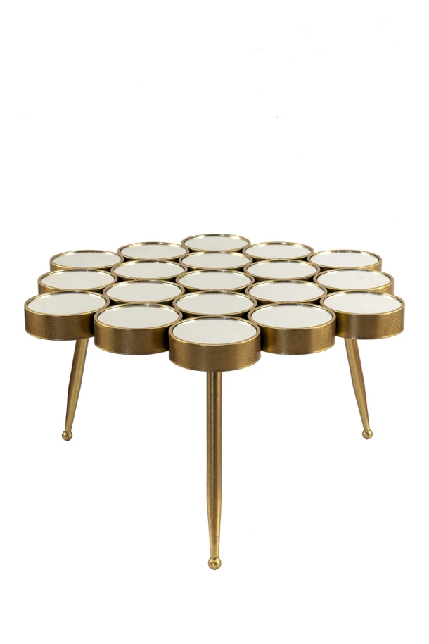 Τραπεζάκι Σαλονιού Μεταλλικό Χρυσό Με Καθρεπτάκια 83x83x46εκ. Zen Collection 24.4.48623