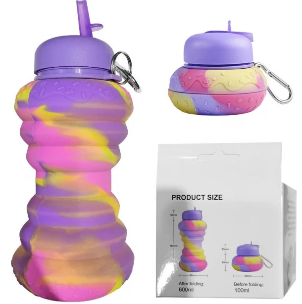 Παγούρι Σιλικόνης Πτυσσόμενο Πολύχρωμο 600ml Homie 80-2153