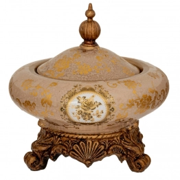 Φοντανιέρα Polyresin Με Καπάκι Μπεζ-Χρυσή iliadis 18x19εκ. 88551