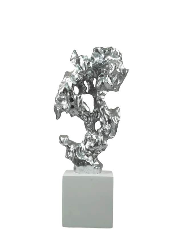 Διακοσμητικό Επιτραπέζιο Polyester Ασημί-Λευκό 18x14x49εκ. Zen Collection 24.34.51050