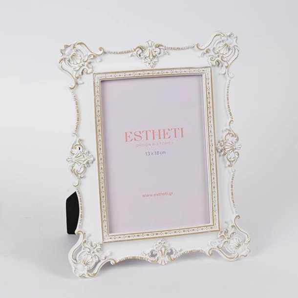 Κορνίζα Polyresin Λευκή-Χρυσή 21,3x1,8x26εκ. ESTHETI 756-12198