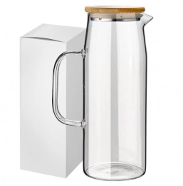 Κανάτα Γυάλινη Borosilicate Με Καπάκι Bamboo-Ανοξείδωτο 1lt Homie 80-2169