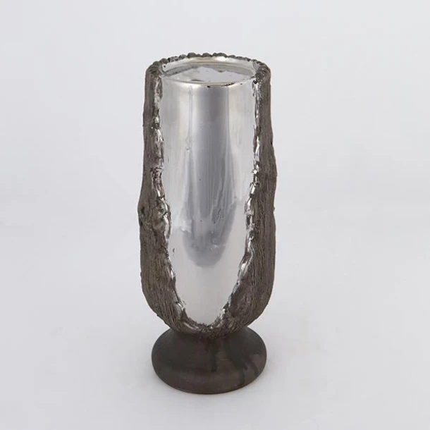 Κηροπήγιο Ρεσώ Κεραμικό Ασημί-Καφέ 11x25εκ. ESTHETI 752-25045