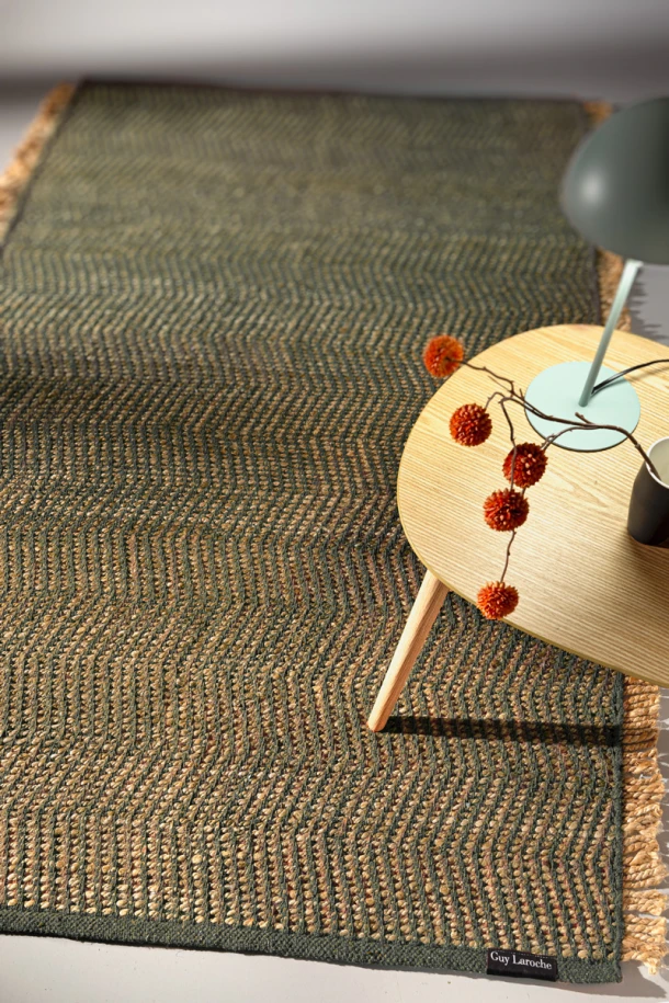 Χαλί 140x200εκ. Βαμβάκι-Jute Zigk Zagk Olive Guy Laroche