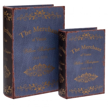 Κουτί-Βιβλίο Σετ 2τμχ Ξύλινο Μπλε-Καφέ The Merchant 19x7x27εκ.-14x6x20εκ. iliadis 92943