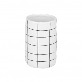 Ποτηροθήκη Κεραμική Λευκή-Μαύρη Cage 7,5x12εκ. Estia 02-27605
