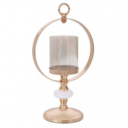 Κηροπήγιο Γυάλινο-Μεταλλικό Χρυσό 18x12x34εκ. iliadis 91772