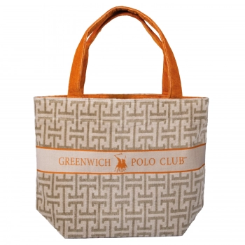 Τσάντα Θαλάσσης Βαμβακερή 55x40εκ. Essential 5228 Orange-Taupe Greenwich Polo Club