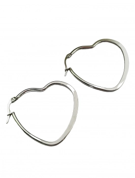 Σκουλαρίκια Κρίκοι Καρδιά Ανοξείδωτο Ατσάλι Ασημί 6εκ. 24-8500