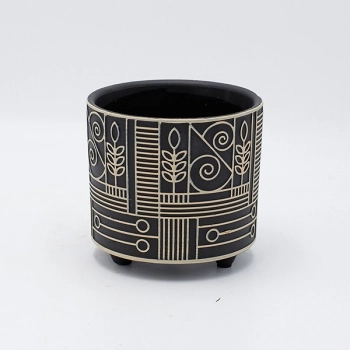 Κασπώ Κεραμικό Μαύρο-Μπεζ 12x11,5εκ. ESTHETI 819-00494