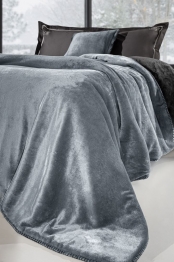 Κουβέρτα Με Μαξιλαροθήκη Flannel Μονή Velvet Cement 160x220εκ. Guy Laroche