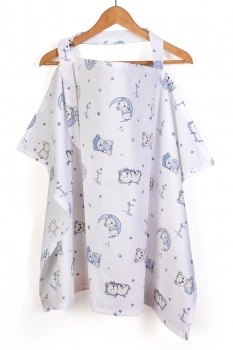 Ποδιά Θηλασμού Βαμβακερή 105x70εκ. Bear's Nest 03 White-Sky Blue DimCol