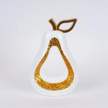 Διακοσμητικό Αχλάδι Polyresin Λευκό-Χρυσό 16,8x8,5x24,8εκ. ESTHETI 752-28608