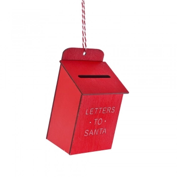 Χριστουγεννιάτικο Γραμματοκιβώτιο Κρεμαστό Ξύλινο Κόκκινο 9x6x13εκ. iliadis 83425