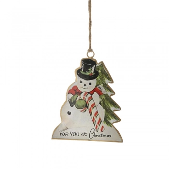 Χριστουγεννιάτικος Χιονάνθρωπος Κρεμαστός Μεταλλικός 9x11εκ. iliadis 79121
