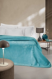 Κουβέρτα Soft Velvet Υπέρδιπλη 220x240εκ. Logo Petrol Guy Laroche
