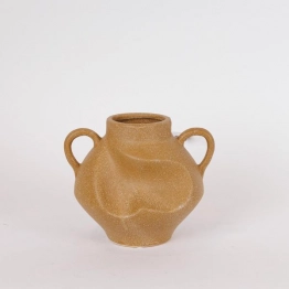 Βάζο Κεραμικό Με Χερούλια Καφέ 21x18x17εκ. ESTHETI 819-00602