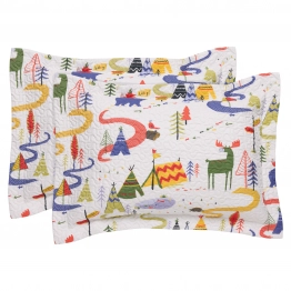 Ζεύγος Διακοσμητικές Μαξιλαροθήκες Microfiber 50x70+5εκ. Kids 4927 Πράσινο-Μπλε-Λευκό Das Home