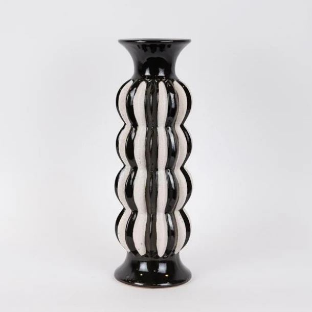 Κηροπήγιο Κεραμικό Μαύρο-Λευκό 13x39,5εκ. ESTHETI 752-25060