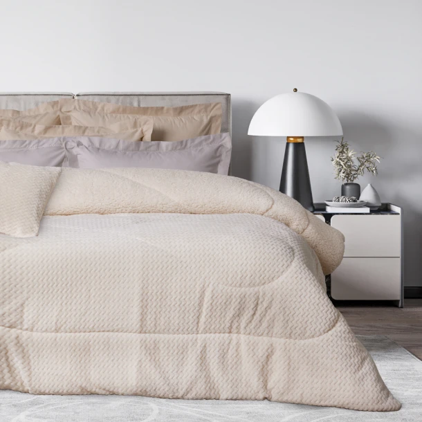 Κουβερτοπάπλωμα Fleece-Sherpa Μονό 160x220εκ. Blankets 1366 Ecru Das Home