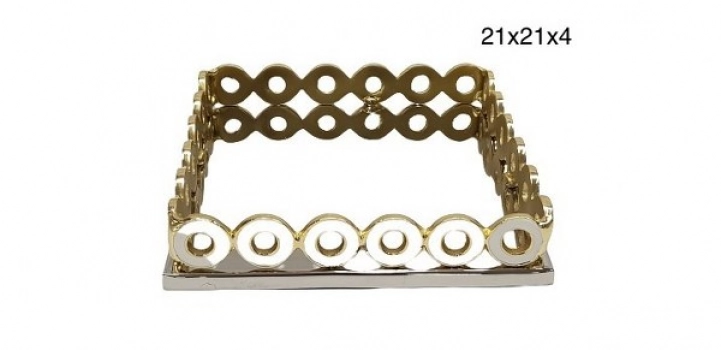 Χαρτοπετσετοθήκη Ανοξείδωτη Ασημί-Χρυσή-Λευκή 21x21x4εκ. Capolavoro 21.000.1216