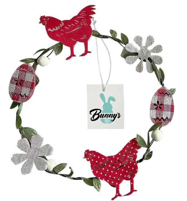 Στεφάνι Μικρό Μεταλλικό Φ21εκ. Κότες-Αυγά Bunny's 73-2042