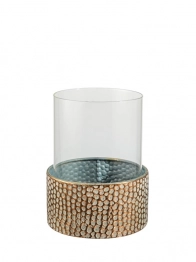 Κηροπήγιο Μεταλλικό Χρυσό Με Γυαλί 12,5x12,5x23,5εκ. Zen Collection 25.55.52288