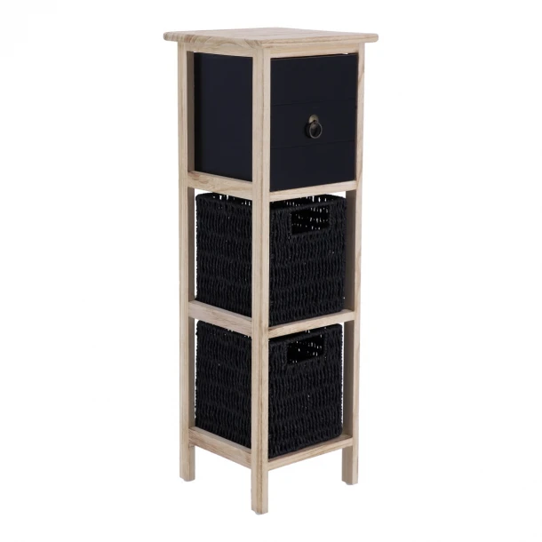 Συρταριέρα MDF Με 3 Συρτάρια 25x25x77εκ. Φυσική-Μαύρη MRShome 2219000
