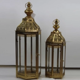 Φανάρι Σετ 2τμχ Μεταλλικό Μπρονζέ 17x15x48εκ.-23x20x64εκ. ESTHETI 819-00885