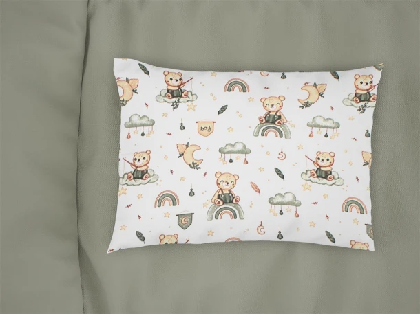 Μαξιλαροθήκη Bebe Βαμβακερή 35x45εκ. Cloudy Bear 581 White-Olive DimCol