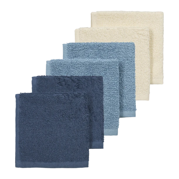 Σετ 6τμχ Λαβέτα Βαμβακερή 30x30εκ. Natural-Jeans Blue-Indigo Meyco MEY-167.000.CW.02E