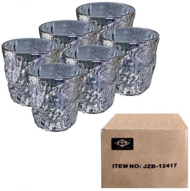 Ποτήρι Χαμηλό Σετ 6τμχ Γυάλινο Σμιλεμένο Ασημί 330ml-9x9εκ. Homie 80-2111