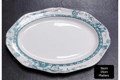 Πιατέλα Σερβιρίσματος Πορσελάνης 36εκ. Tiffany Green Oriana Ferelli PR24324G06