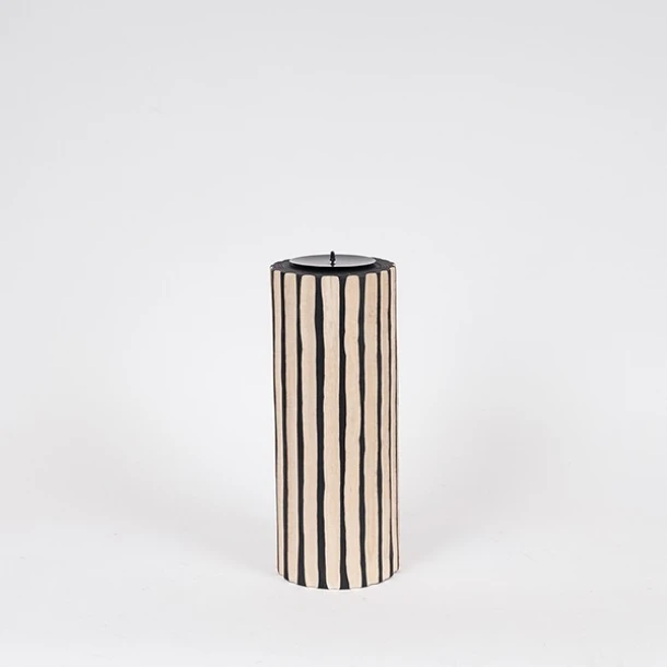 Κηροπήγιο Ξύλινο Μαύρο-Natural 12x34εκ. ESTHETI 819-00678