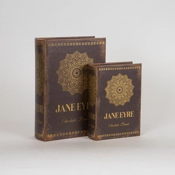 Διακοσμητικό Κουτί Βιβλίο Σετ 2τμχ Ξύλινο Καφέ 19x9x27εκ. ESTHETI 752-17044