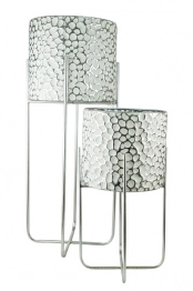 Κασπώ Σετ 2τμχ Μεταλλικά Ασημί-Λευκό 29,5x29,5x76,2εκ.-24,7x24,7x48,2εκ. Zen Collection 24.13.50610