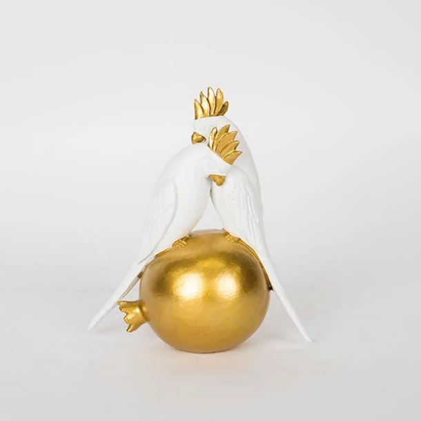 Διακοσμητικοί Παπαγάλοι Polyresin Χρυσοί-Λευκοί 15x8x17εκ. ESTHETI 752-11587