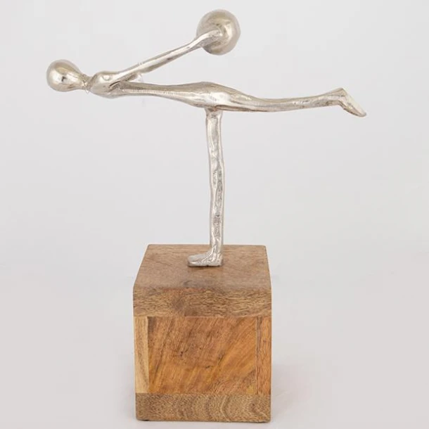 Διακοσμητική Επιτραπέζια Φιγούρα Ξύλινη-Μεταλλική Ασημί-Natural 30x13x39εκ. ESTHETI 752-27121